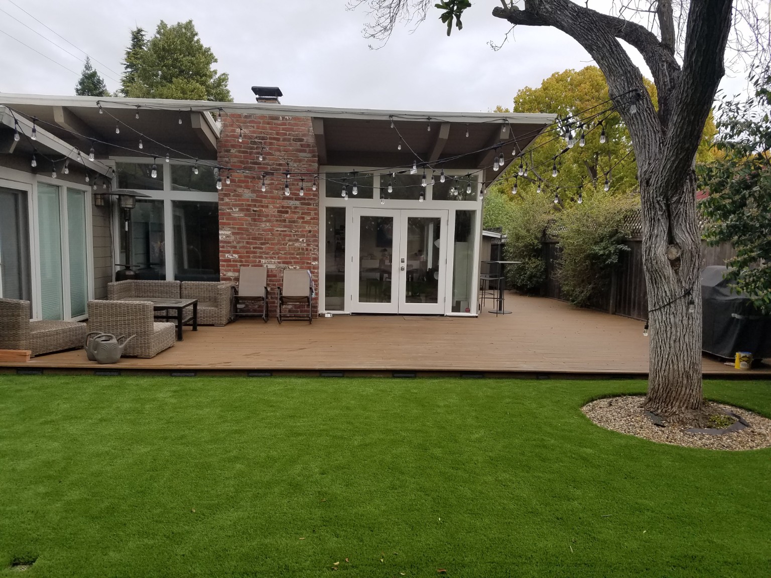 Completed backyard deck and landscaping